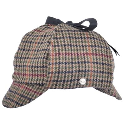 Klassische Sherlock Holmes Tweed Deerstalker Mütze - Handarbeit Vintage Detektivmütze