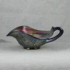 NORTHWOOD GRAPE & CABLE AMETHYST CARNIVAL GLASS WHIMSY NAPPY PIN DISH TRI-CORNER