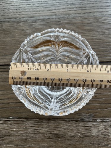 Clear Cut Crystal Bowl with Gold Plated Leaves - Picture 9 of 10