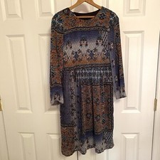 Zara  Print Shift Dress with Button Back Size S Blue Multicolor