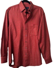 Scott Barber Mens Red  Long Sleeve Button-Down Shirt M 100% Cotton Casual B9