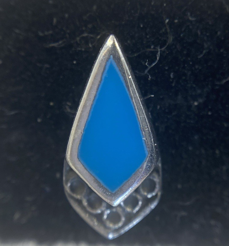 Sterling silver blue turquoise rhombus stud earrings dainty artsy design