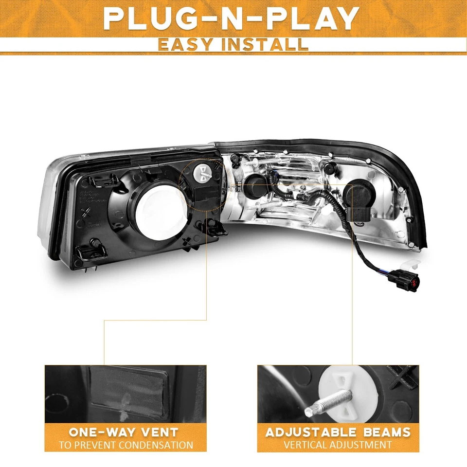 WEELMOTO Pair Headlights+Turn signal For 2006-2011 Mercury Grand Marquis Chrome - Image 3 of 4