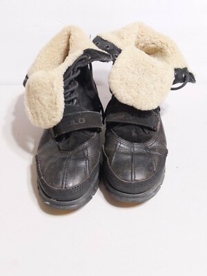 POLO Ralph Lauren Tavin Rollover Boots Black Leather +  display picture 2
