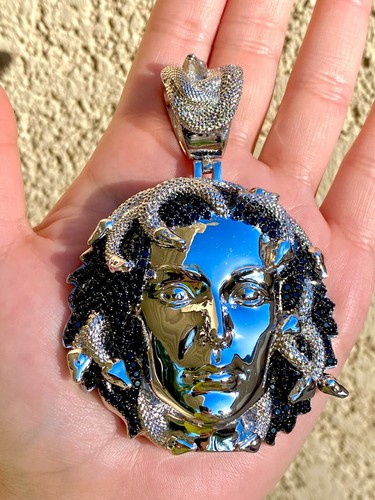 White Gold Iced Medusa Charm Sneak Head 