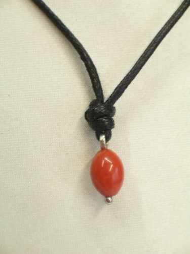 Ciondolo in ARGENTO 925 con CORALLO naturale rosso e girocollo in cordoncino - Imagen 2 de 4