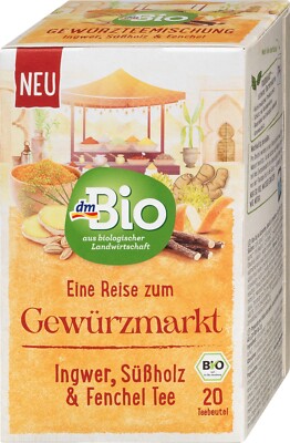 dmBio Spicy herbal tea - ginger, licorice and fennel, 2x20=40 bags, 80 g ORGANIC