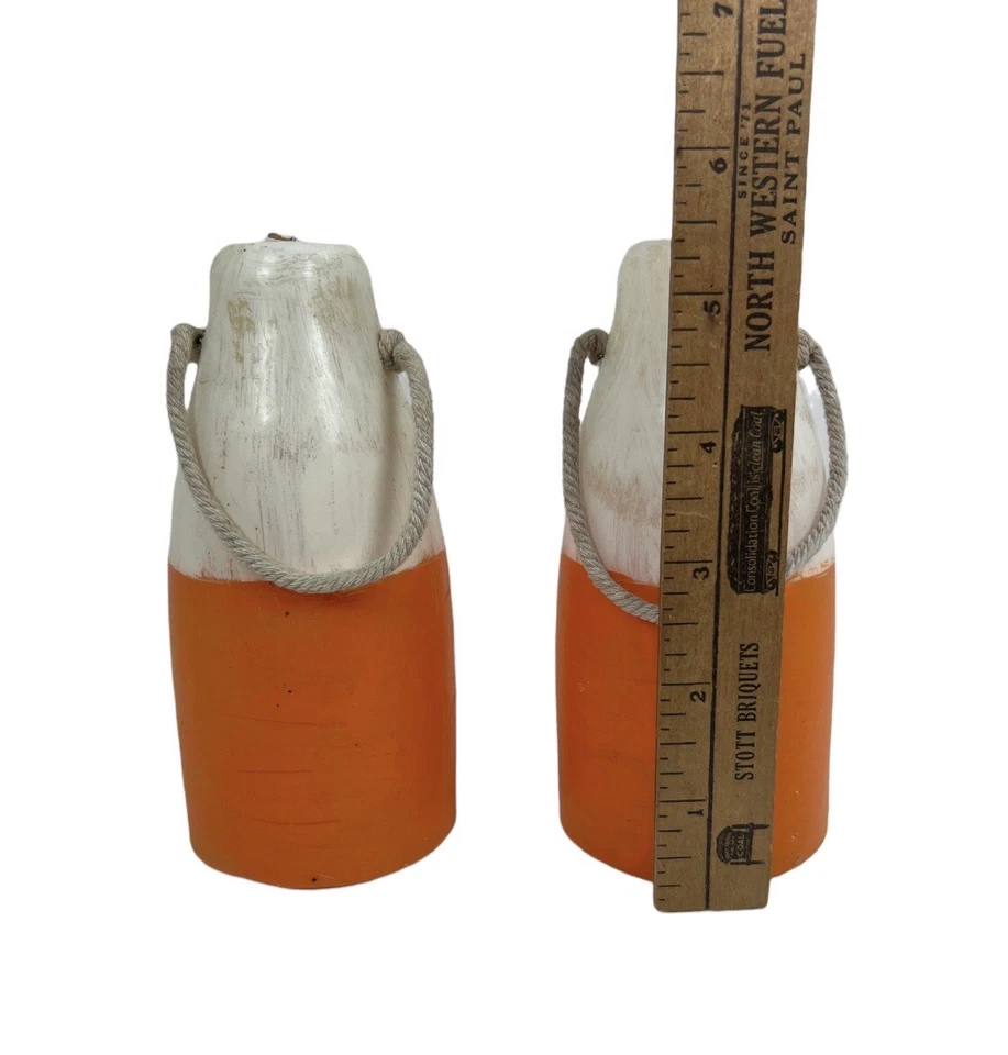 Pair (2) - Handmade Nautical Buoy Citronella Wax Candles - Orange - Image 2 of 4