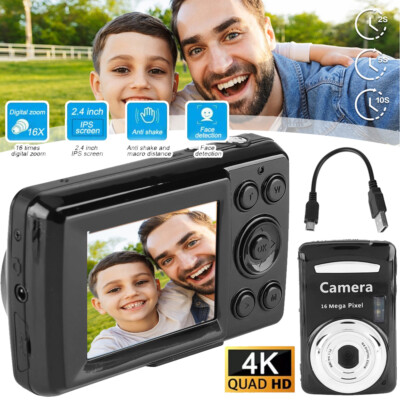 Digitalkamera 16MP 2,4'' Fotografie Kompaktkamera 16X Digitalzoom Selfie Kamera