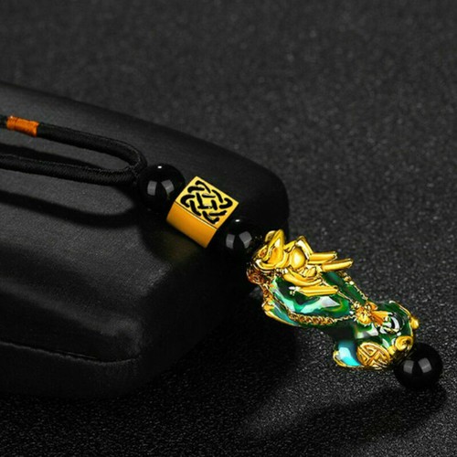 Feng Shui Wealth Beads Necklace Black Obsidian Change Color Pi Xiu Pendant - Picture 11 of 14