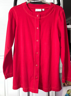 = M MED D & CO.  RED BUTTONS  Long Sleeve  Cardigan  DENIM & CO. #PK02