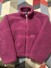 Nike Sportswear Swoosh Womens Sherpa Fleece Jacket Size Medium CU6639 Tan Pink