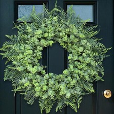 Large 26" Gray-Green Wreath - Eucalyptus  Ferns Porch