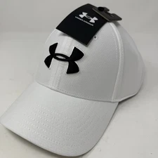 Under Armour Hat Mens M/L White Blitzing 3.0 Low Stretch Performance Golf Active
