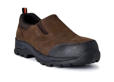BRAHMA Work Boot Shoes Brown Leather Shale Wide Width Steel Toe Slip-On NIB