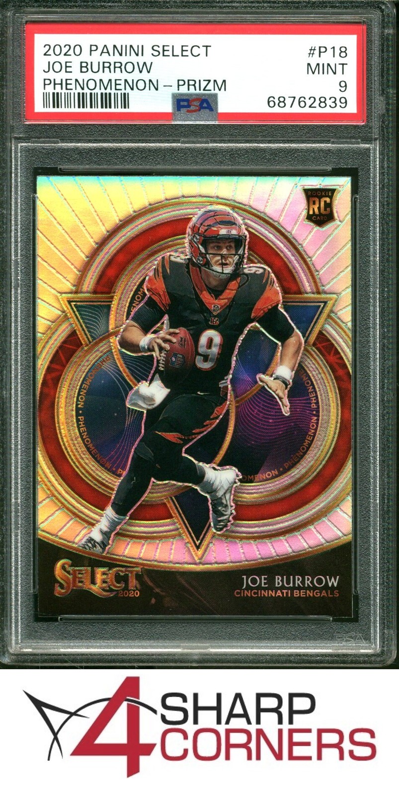 2020 PANINI SELECT PHENOMENON PRIZM #P18 JOE BURROW RC PSA 9