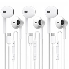 USB C Headphones 3 Pack,Type C Earphones for iPhone 17 16 3Pack-USB-C, White