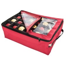 Two-Tray Ornament Bag with Clear Top: Christmas Ornament Storage Organizer