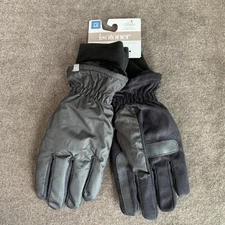 Isotoner Signature Men's Touchscreen Water Repellant Ripstop Gloves Black Large