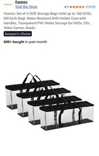 Fasmov Set of 4 DVD Storage Bags Hold up to 160 DVDs 40 pack 4, Black