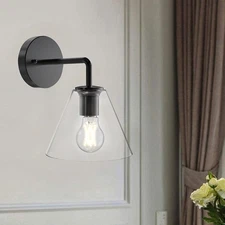 Modern LED Wall Light Dimmable Clear Glass Trumpet Hardwired Energy Efficient US