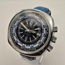 OROLOGIO UOMO YONGER & BRESSON ACCIAIO INOX CARICA MANUALE WORLD TIME & DATE.