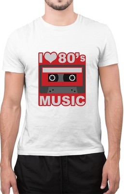 Lustiges T-Shirt I Love 80er Musik Klassiker Retro Musikliebhaber Tumblr Neuheit