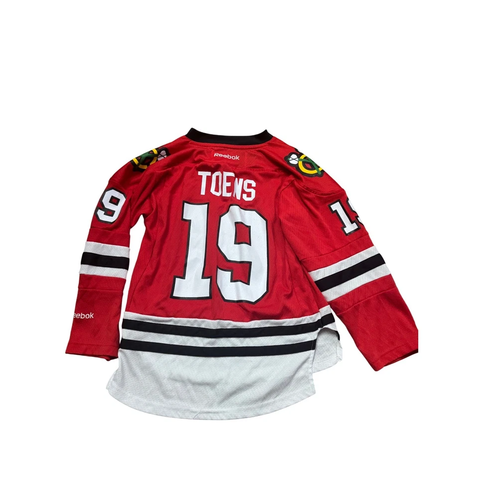 Camiseta deportiva de hockey Reebok roja S/M de los Chicago Blackhawks NHL Jonathan Toews juvenil Foto 2 de 3