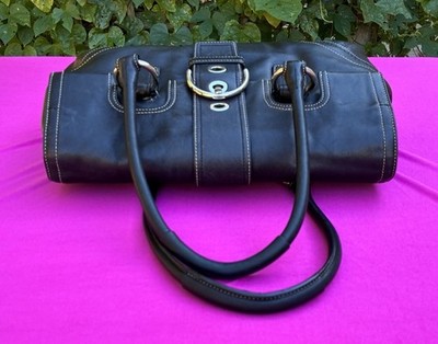 Coach Soho Hampton Buckle Flap Large Satchel Bag Rare Black