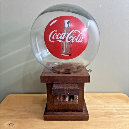 Vintage Coca Cola Coke Gumball Machine Wood Base Glass Globe  ~ 13” High