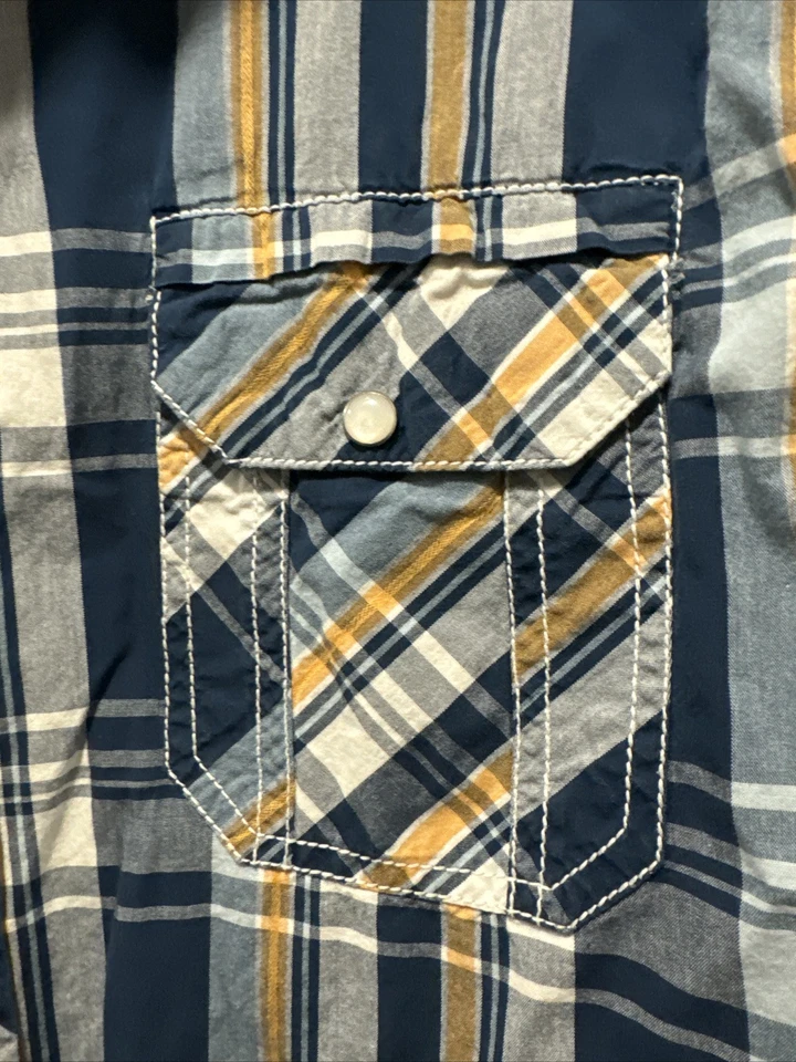 Camisa occidental BKE para hombre XL a cuadros perla a presión manga larga Foto 3 de 4