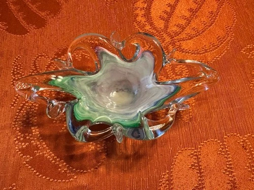 Vintage Murano Art Glass Freeform Bowl – Multicolor Swirl – Italy – 5.25”
