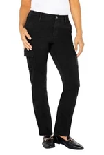 Well Worn Womens Black High Rise Cargo Pants Straight Leg Stretch Size 14/34 NWT