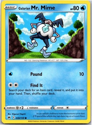 Galarian Mr. Mime 030/159 Common Crown Zenith Pokemon Near Mint