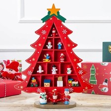 Mini Wooden Christmas Tree Decoration   Cute Desktop Ornament for Home, Office,