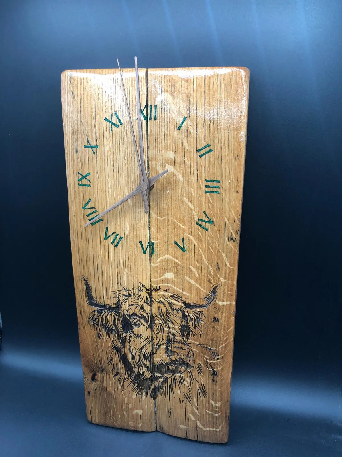 Highland Coo Clock - Handmade Heritage Wood Craft