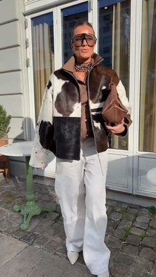 Women's Cow Print Leather Jacket | 100% Real Hair-On Cowhide