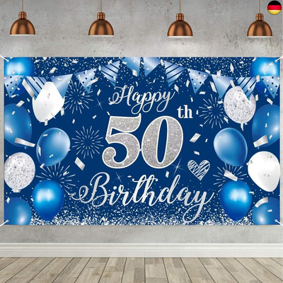 50. Geburtstag Banner Blau, Geburtstagsbanner 50, 50. Geburtstag Männer, 50 