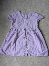 Madewell Women's Linen Light Purple Dress Button Front Short Sleeve Size M