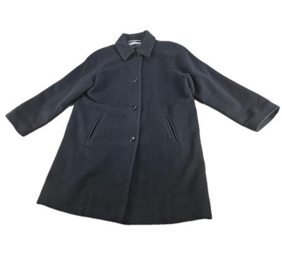 Larry Levine Vtg OverCoat Women Sz 8 Single Breasted Lambswool/Cashmere Black