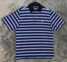 FootJoy Polo Shirt Mens Large Blue Red Stripe Golf Performance Stretch Athletic
