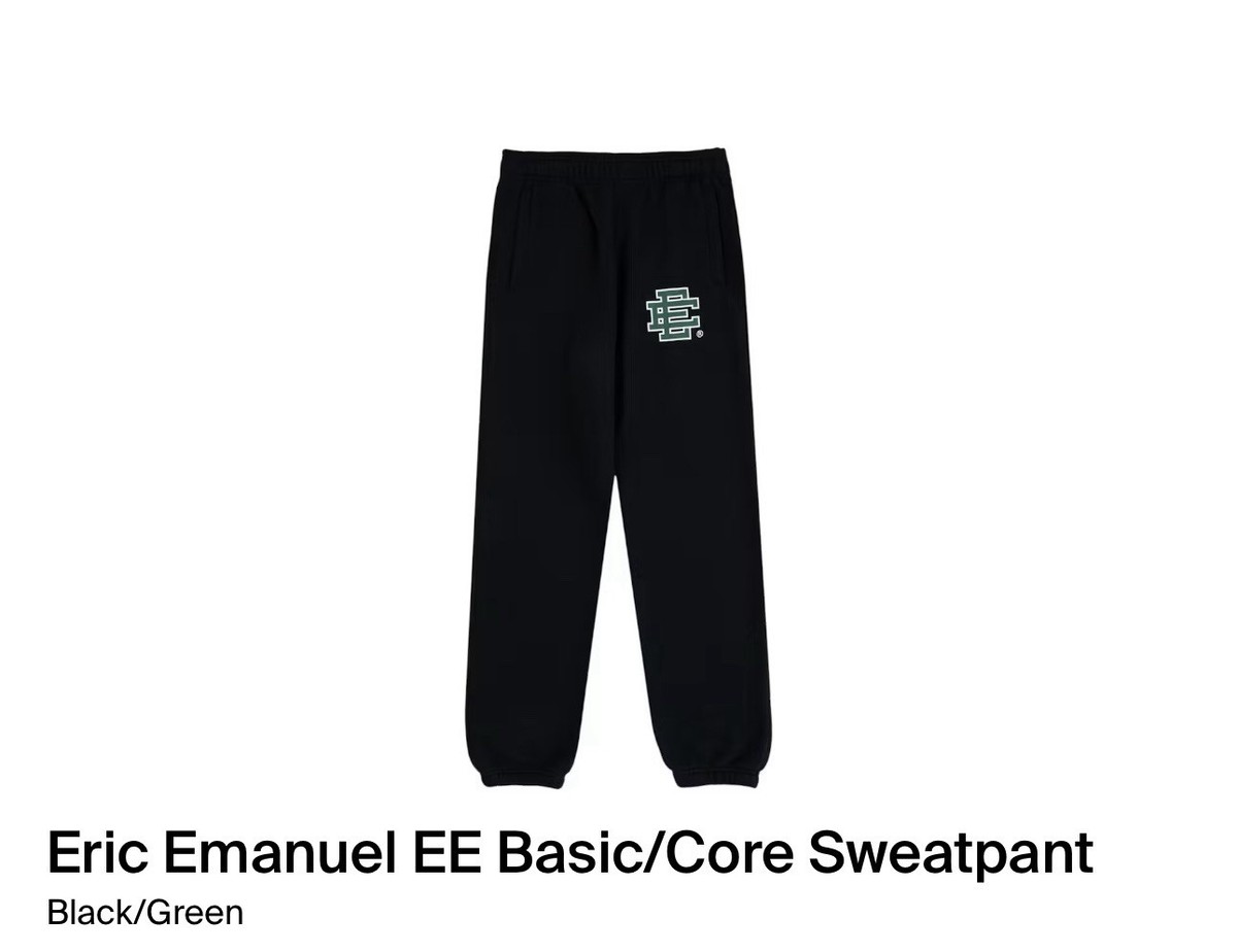 Eric Emanuel EE Basic Sweatpant Black/Green FW25 Brand New Size