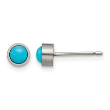 Titanium Brushed Turquoise 5mm Stud Earrings 0.57 g