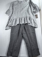 Bad Little Country Girl Boho Lagenlook Oversized Linen Tunic Top Capris L Nwt