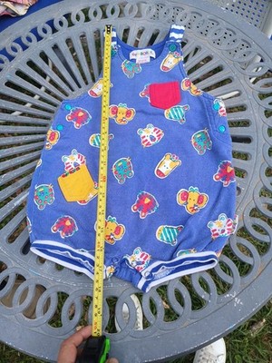 Vintage Gymboree Rainbow Tag Bubble Romper Overalls Primary Color