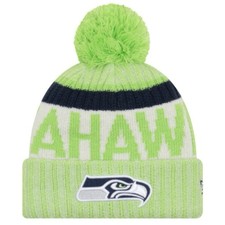 Seattle Seahawks 2017 Sideline Beanie New Era Knit Pom Neon Green NFL Hat