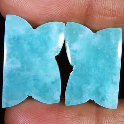 natural AMAZONITE matched pair Opaque loose gemstone 26.50 Carat. (16x23x3 mm)