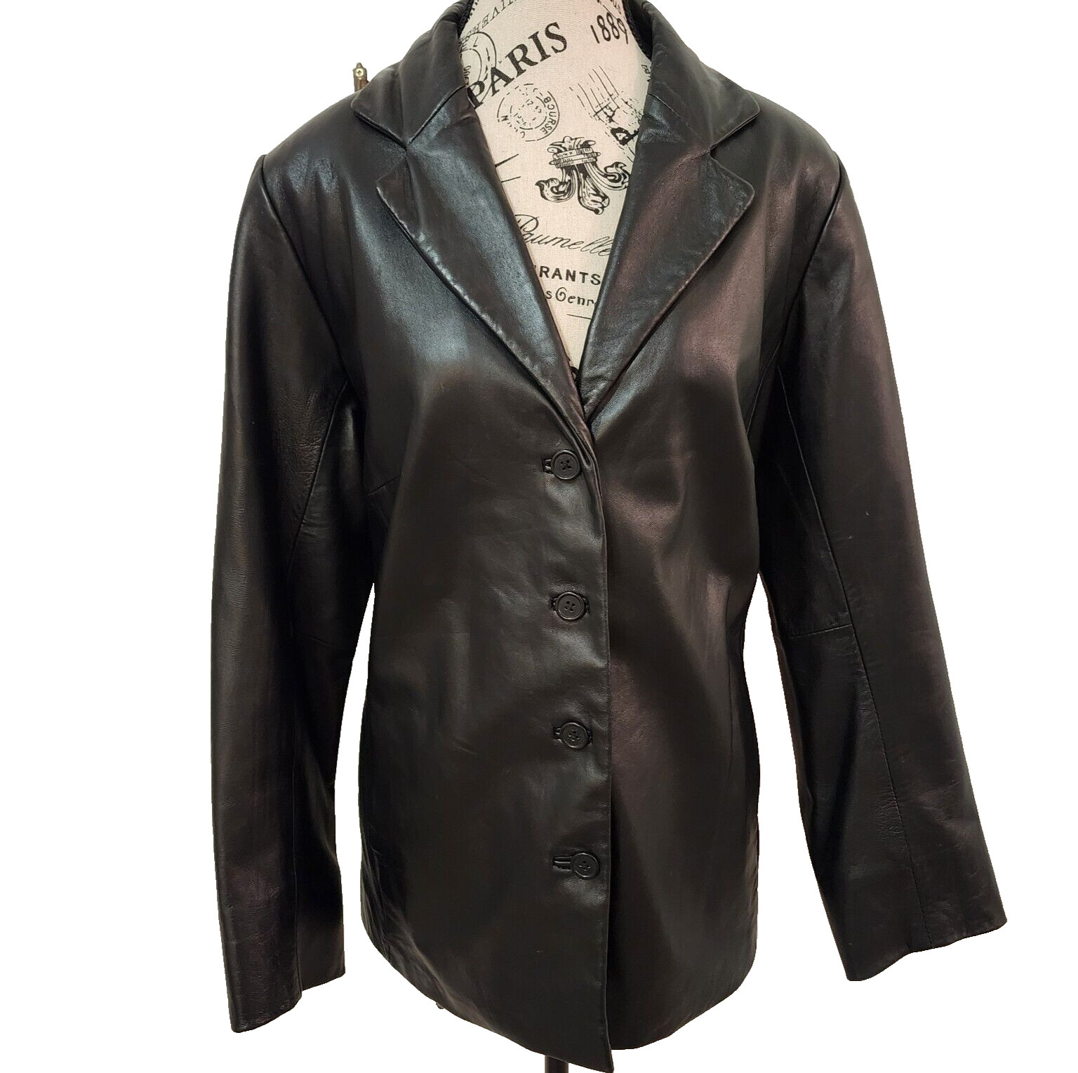 JACLYN SMITH CLASSIC black leather jacket- size 1X