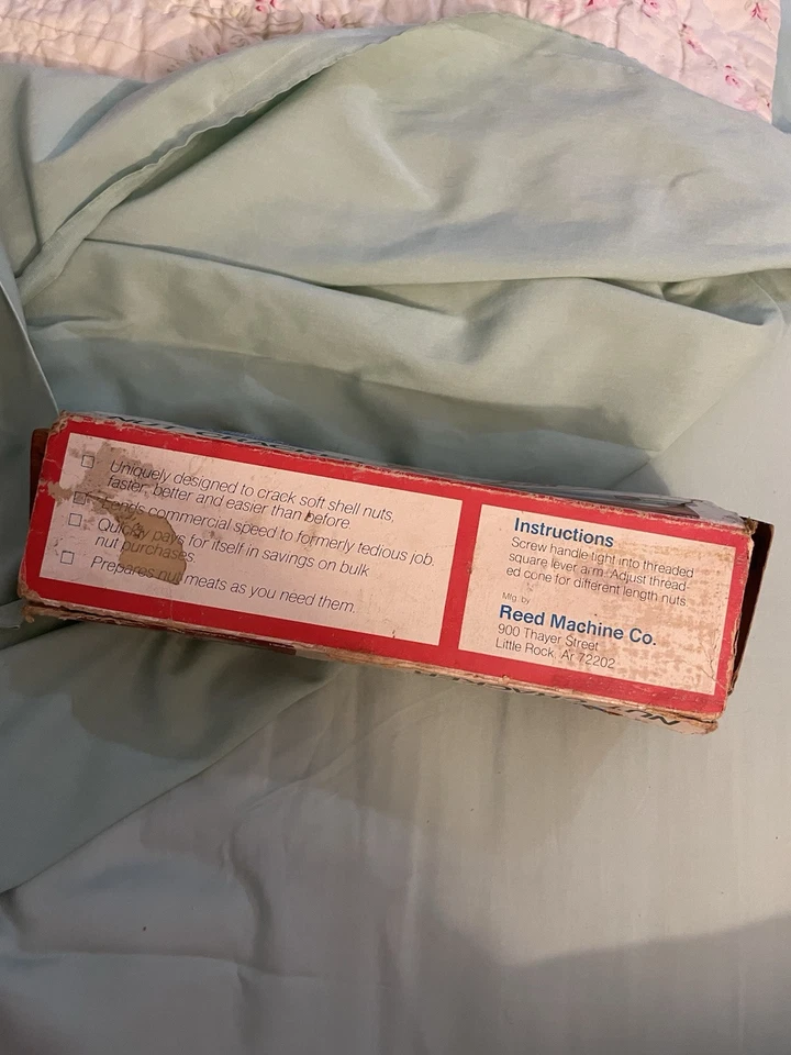 Vintage 70s Reeds Rocket Nut Cracker R-800 White Handle Oak Base Little Rock AR - Image 4 of 4