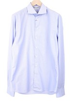 SUITSUPPLY Men's Formal Shirt 42-7/16.5L Blue Striped Pure Cotton Slim Button-Up
